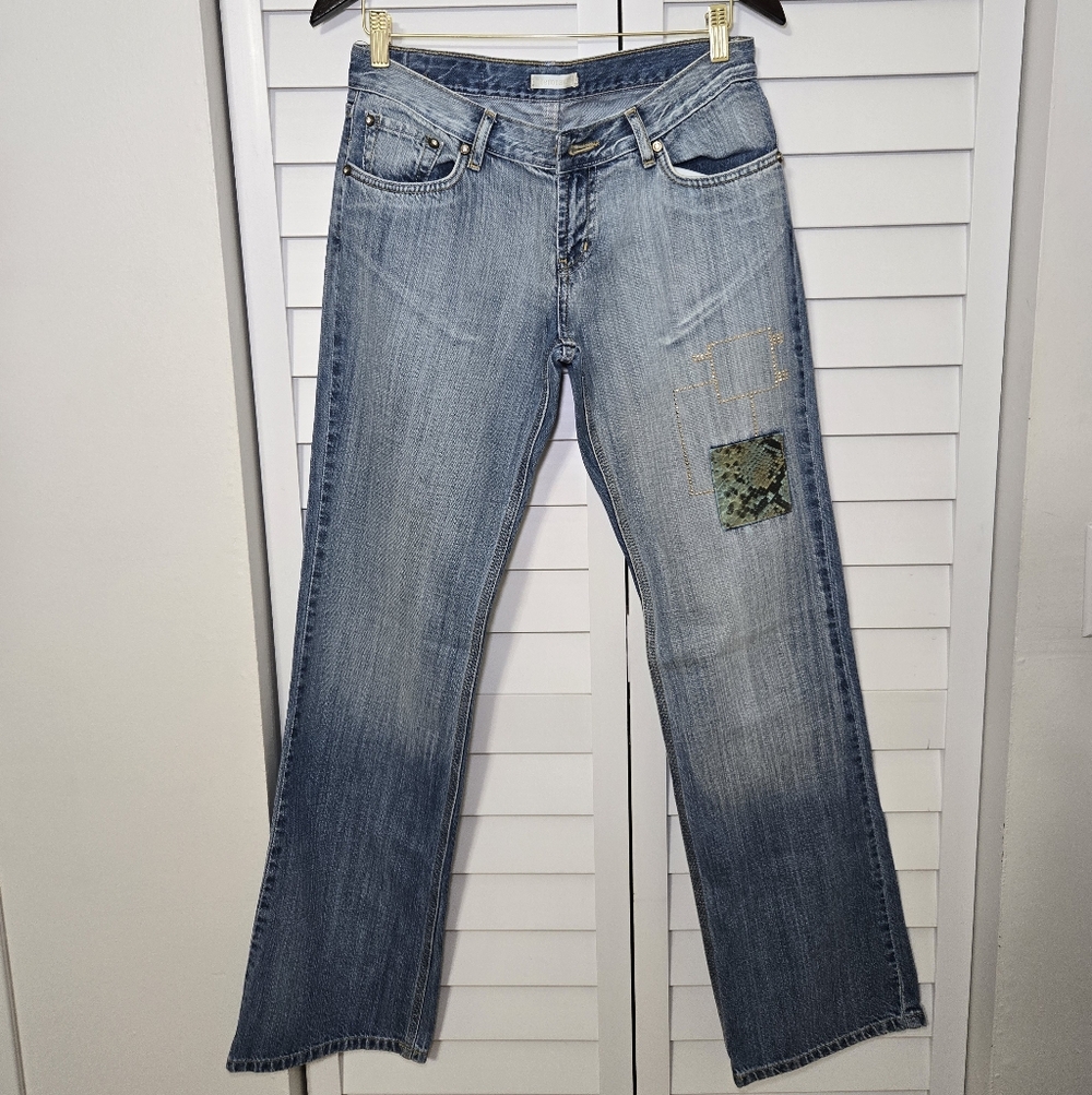 Blue Straight Leg Jeans with Patch Size 31 NWT